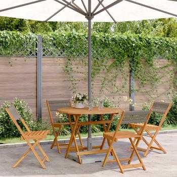 ARDEBO.de - 5-tlg. Garten-Essgruppe Polypropylen und Massivholz Grau