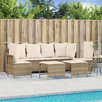 ARDEBO.de - 5-tlg. Garten-Sofagarnitur mit Kissen Beige Poly Rattan