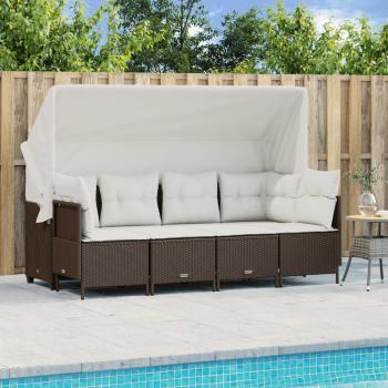 ARDEBO.de - 5-tlg. Garten-Sofagarnitur mit Kissen Braun Poly Rattan