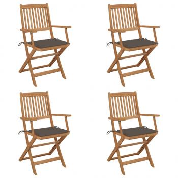 ARDEBO.de - Klappbare Gartenstühle 4 Stk. mit Kissen Massivholz Akazie