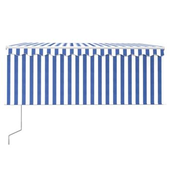 Markise Automatisch Einziehbar mit Volant 3,5x2,5 m Blau & Weiß  