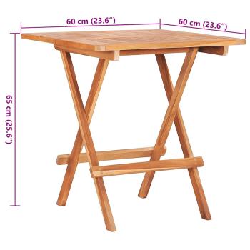 3-tlg. Bistroset mit Roten Kissen Massivholz Teak
