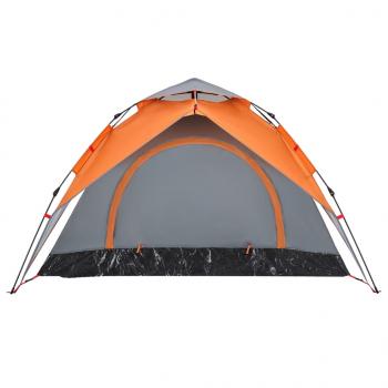 Kuppel-Campingzelt 3 Personen Grau und Orange Quick Release