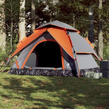 ARDEBO.de - Kuppel-Campingzelt 5 Personen Grau und Orange Quick Release