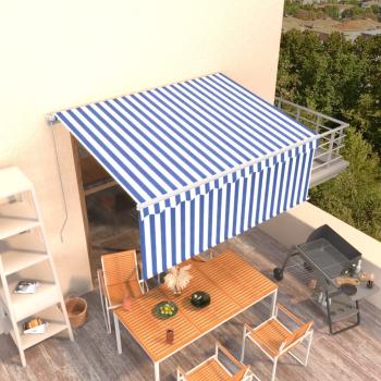 ARDEBO.de - Markise Manuell Einziehbar mit Rollo 3,5x2,5m Blau & Weiß  
