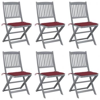ARDEBO.de - Klappbare Gartenstühle 6 Stk. mit Sitzkissen Massivholz Akazie