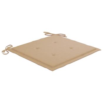 3-tlg. Bistroset mit Beigen Kissen Massivholz Teak