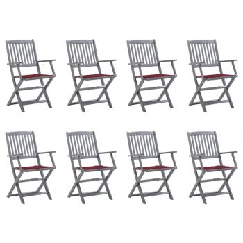 ARDEBO.de - Klappbare Gartenstühle 8 Stk. mit Kissen Massivholz Akazie