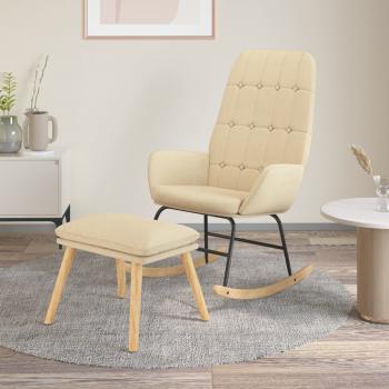 ARDEBO.de - Schaukelsessel mit Hocker Creme Stoff