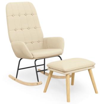 Schaukelsessel mit Hocker Creme Stoff
