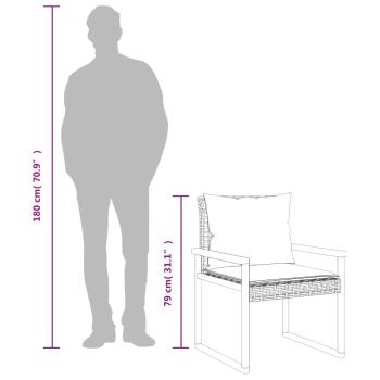 3-tlg. Bistro-Set mit Kissen Schwarz Poly Rattan Akazienholz