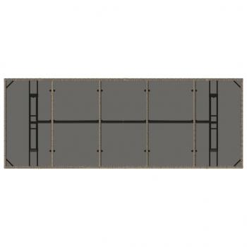 Gartentisch mit Glasplatte Grau 240x90x75 cm Poly Rattan