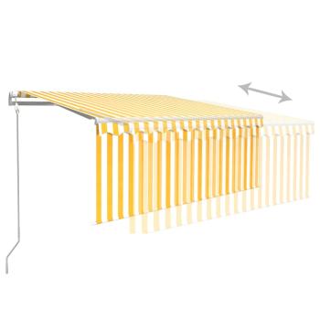 Markise Automatisch mit Rollo LED Windsensor 3,5x2,5m Gelb Weiß
