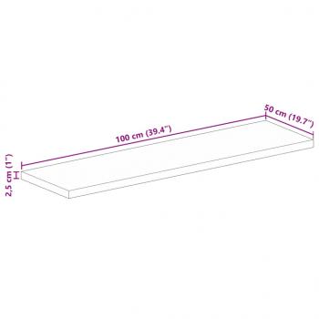 Tischplatte 100x50x2,5 cm Rechteckig Altholz Massiv