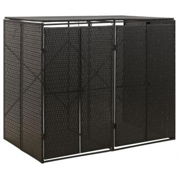 ARDEBO.de - Mülltonnenbox für 2 Tonnen Schwarz 140x80x117 cm Poly Rattan