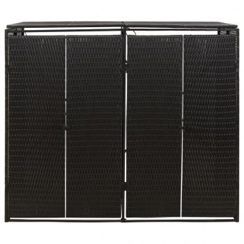 Mülltonnenbox für 2 Tonnen Schwarz 140x80x117 cm Poly Rattan