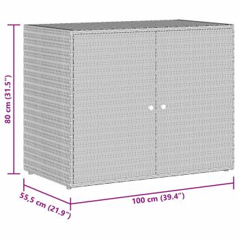 Gartenschrank Schwarz 100x55,5x80 cm Poly Rattan