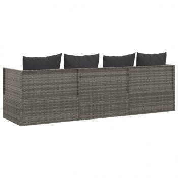 Outdoor-Loungebett mit Kissen Grau Poly Rattan