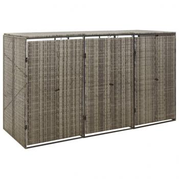 ARDEBO.de - Mülltonnenbox für 3 Tonnen Grau 207x80x117 cm Poly Rattan