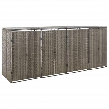 ARDEBO.de - Mülltonnenbox für 4 Tonnen Grau 274x80x117 cm Poly Rattan