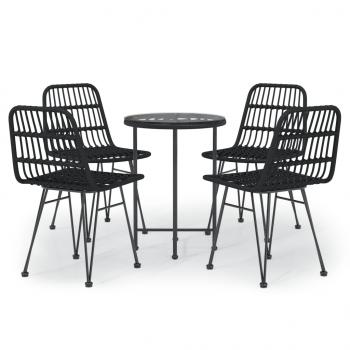 5-tlg. Garten-Essgruppe Schwarz Poly Rattan