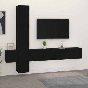 ARDEBO.de - 5-tlg. TV-Schrank-Set Schwarz Holzwerkstoff