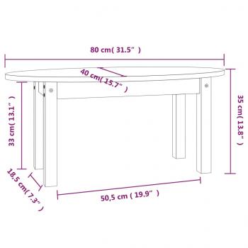 Couchtisch 80x40x35 cm Massivholz Kiefer