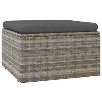 Gartenhocker mit Kissen Grau 55x55x30 cm Poly Rattan
