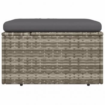 Gartenhocker mit Kissen Grau 55x55x30 cm Poly Rattan