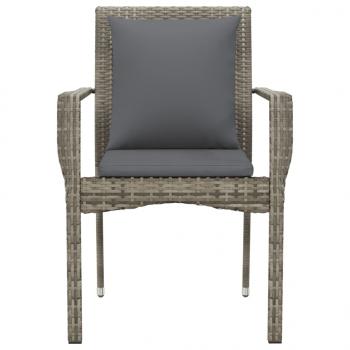 Gartenstühle mit Kissen 2 Stk. Poly Rattan Grau