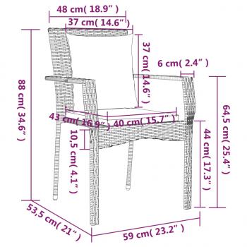 Gartenstühle mit Kissen 4 Stk. Poly Rattan Schwarz