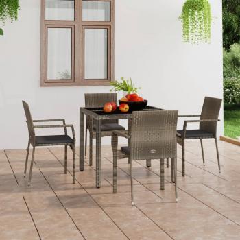 ARDEBO.de - Gartenstühle mit Kissen 4 Stk. Poly Rattan Grau