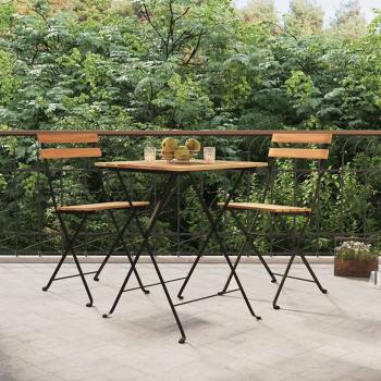 ARDEBO.de - 3-tlg. Bistro-Set Klappbar Massivholz Teak und Stahl