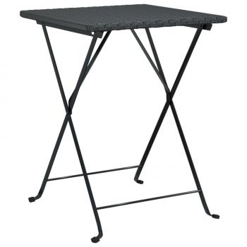 3-tlg. Bistro-Set Klappbar Schwarz Poly Rattan