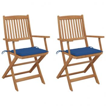 ARDEBO.de - Klappbare Gartenstühle 2 Stk. mit Kissen Massivholz Akazie