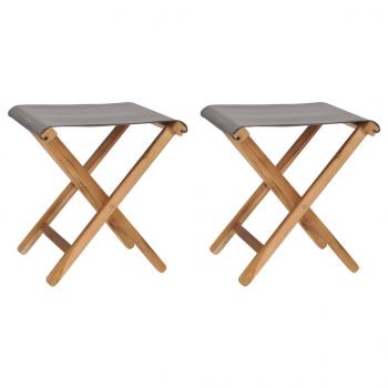 ARDEBO.de - Klappstühle 2 Stk. Teak Massivholz und Stoff Dunkelgrau