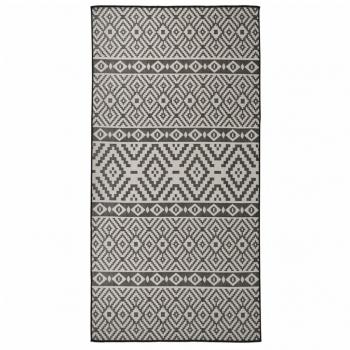 ARDEBO.de - Outdoor-Teppich Flachgewebe 100x200 cm Schwarz Gestreift