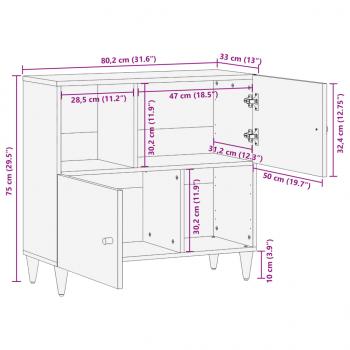Beistellschrank 80x33x75 cm Massivholz Mango
