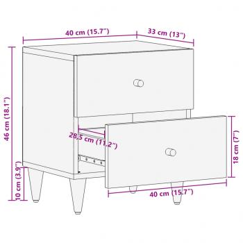 Nachttische 2 Stk. 40x33x46 cm Massivholz Mango