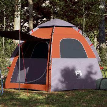 ARDEBO.de - Campingzelt 4 Personen Grau und Orange Quick Release