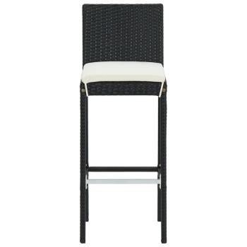 Garten-Barhocker mit Kissen 4 Stk. Schwarz Poly Rattan