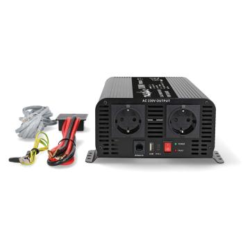 ARDEBO.de - Power Inverter reine Sinus-Wellen | Eingangsspannung: 24 V DC | Geräteausgangsanschluss: Type F (CEE 7/3) / USB-A / 1x USB-C? | 230 V AC 50 Hz | 1000 W | Spitzenleistung: 2000 W | Schraubklemme | Reine Sinuswelle | Düse | Schwarz