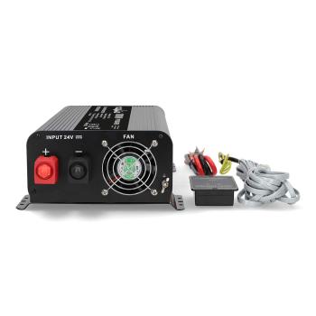 Power Inverter reine Sinus-Wellen | Eingangsspannung: 24 V DC | Geräteausgangsanschluss: Type F (CEE 7/3) / USB-A / 1x USB-C? | 230 V AC 50 Hz | 1000 W | Spitzenleistung: 2000 W | Schraubklemme | Reine Sinuswelle | Düse | Schwarz