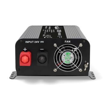 Power Inverter reine Sinus-Wellen | Eingangsspannung: 24 V DC | Geräteausgangsanschluss: Type F (CEE 7/3) / USB-A / 1x USB-C? | 230 V AC 50 Hz | 1000 W | Spitzenleistung: 2000 W | Schraubklemme | Reine Sinuswelle | Düse | Schwarz