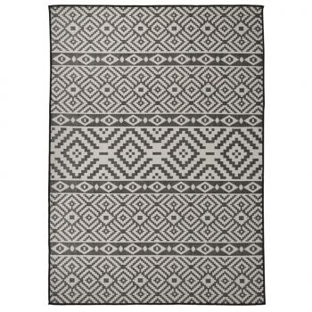 ARDEBO.de - Outdoor-Teppich Flachgewebe 200x280 cm Schwarz Gestreift