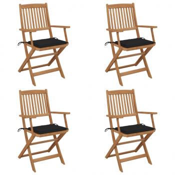ARDEBO.de - Klappbare Gartenstühle 4 Stk. mit Kissen Massivholz Akazie