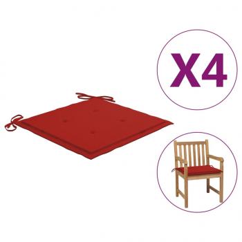 Gartenstuhl-Kissen 4 Stk. Rot 50x50x3 cm Oxford-Gewebe