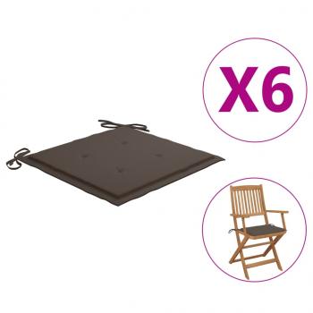 Gartenstuhl-Kissen 6 Stk. Taupe 40x40x3 cm Oxford-Gewebe