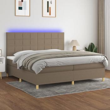 ARDEBO.de - Boxspringbett mit Matratze & LED Taupe 200x200 cm Stoff
