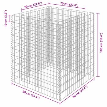 Gabionen-Hochbeet Verzinkter Stahl 90×90×100 cm